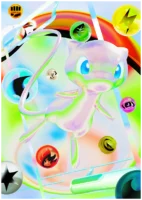 Colorful futuristic Mew artwork